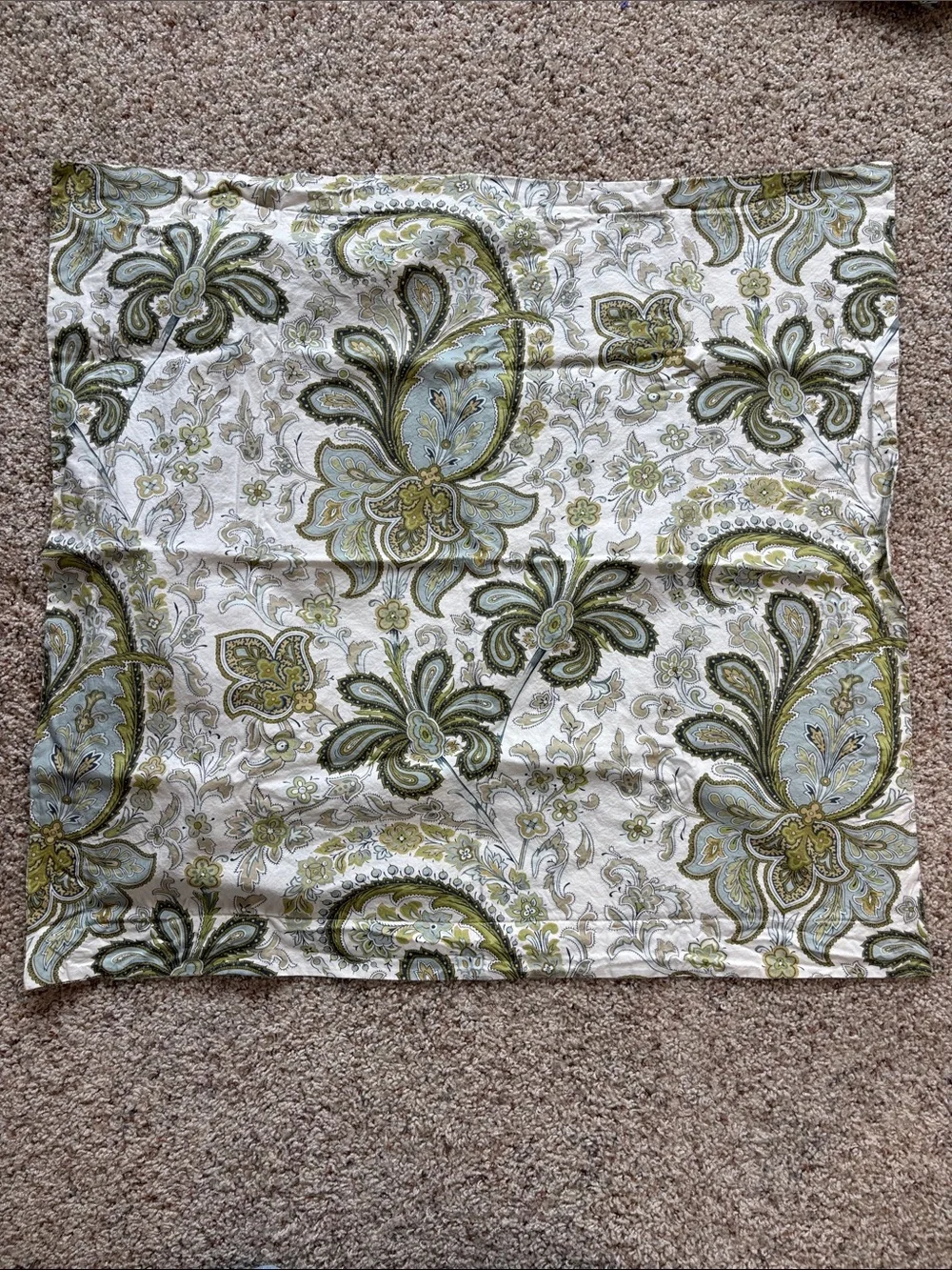 Charlie Paisley Organic Percale Duvet Cover Green Blue Full/Queen and Shams